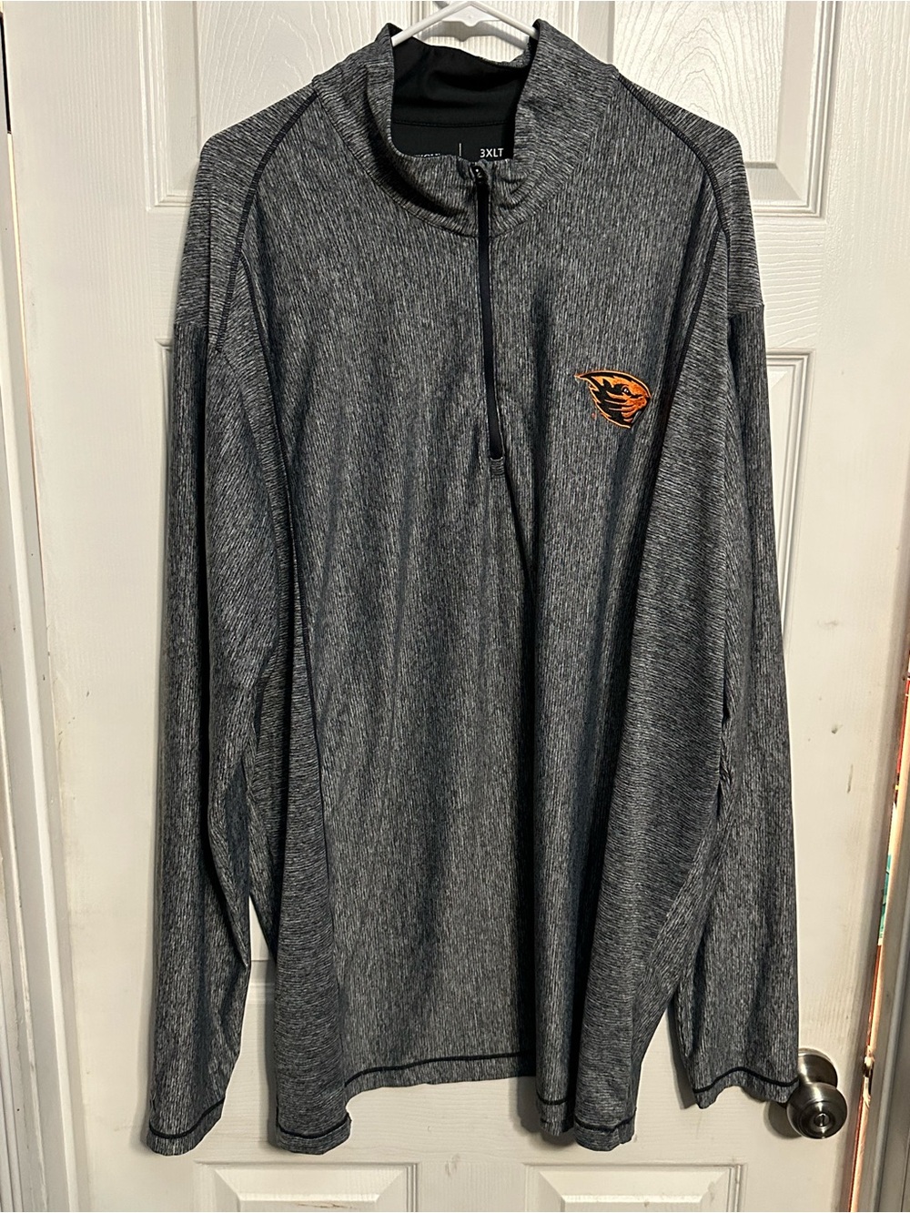 Antigua Gray Heather Quarter-Zip Pullover with 3XLT Oregon State Beavers